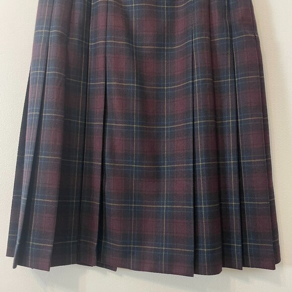 Vintage 90s A-Line Tartan Plaid Pleated Skirt - Size M - Picture 4 of 13